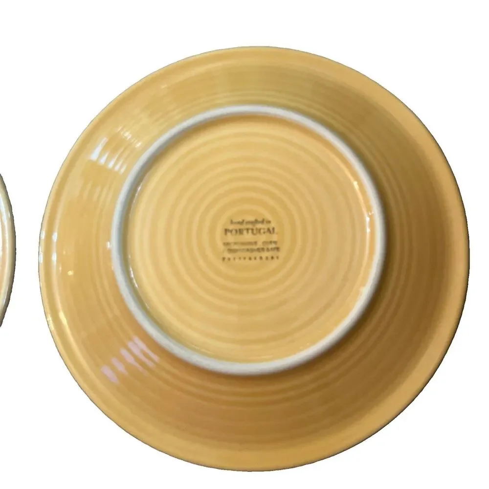 Pottery Barn Gabriella Set of 2 Salad Plates Portugal Amber/Yellow Ridged Rim